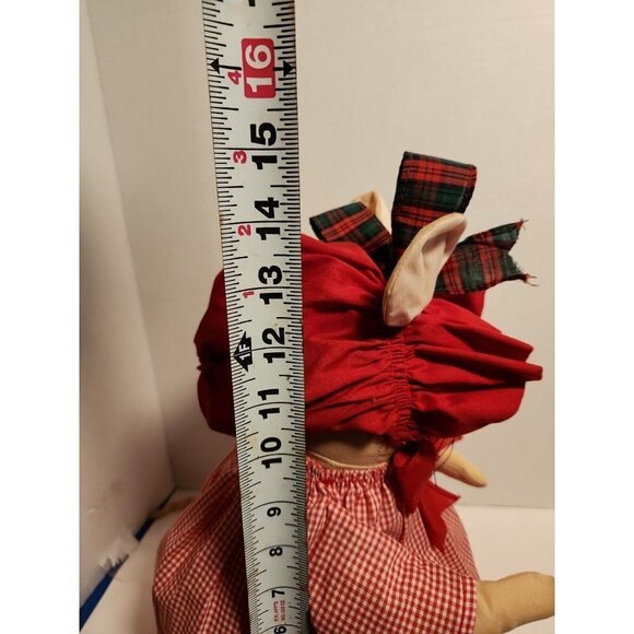 Vtg Overly Raker Christmas Plush Mrs  Mouse Red Dress Stuffed & Weighted EUC - Picture 6 of 6